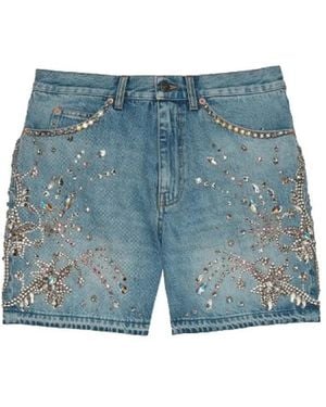 Gucci Denim Short Met Kristallen Trim - Blauw