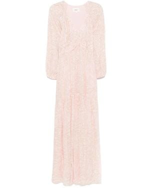 Ba&sh V-Hals Roze Jurk Met Lange Mouwen