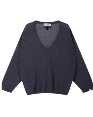 10Days Truien & Vesten ,Grijs ,Leer Dunjun V-Hals Brei Trui - Blauw
