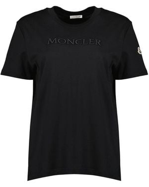 Moncler Logo Motiv T-Shirt - Schwarz
