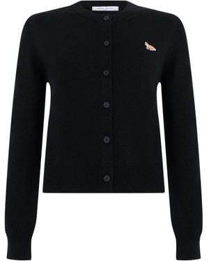 Maison Kitsuné Baby Fox Merino Regular Cardigan - Blauw