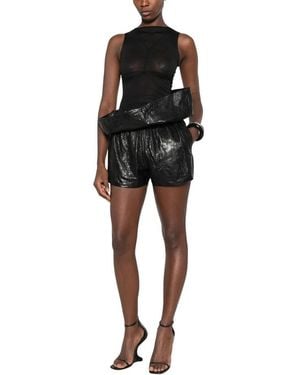 Rick Owens Korte Broeken ,Zwart ,Leer Short Shorts
