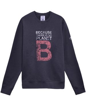 Ecoalf Langärmeliges Blaues Baumwoll-Top Mit Frontprint