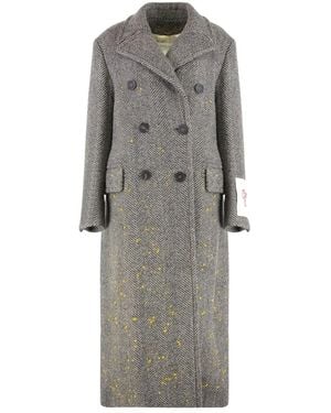 Golden Goose Eleganter Wollmantel Mit Doppelreihiger Knopfleiste - Grau