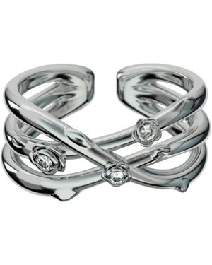 John Richmond Accessoires ,Grijs ,Ring Met Verweven Banden En Lichtgevende Bloemen - Metallic