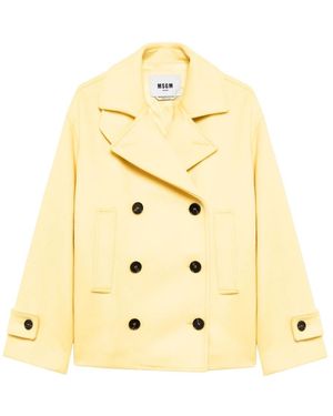 MSGM Jassen ,Geel ,Wol Caban Jas - Metallic