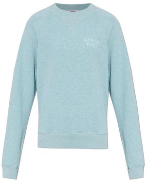 KENZO Hoodies & Sweatvesten ,Blauw ,Katoen Sweatshirt Met Geborduurd Logo
