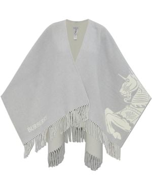 Burberry Poncho Mit Fransen - Grau