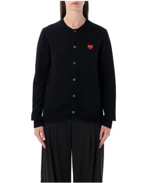 COMME DES GARÇONS PLAY Round Neck Rhinestone Cardigan - Schwarz