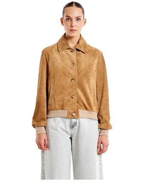 ViCOLO Jassen ,Bruin ,Leer Bomberjack - Metallic