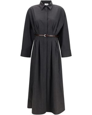 P.A.R.O.S.H. P.A.R.O..H. ,Kleedjes ,Bruin ,Wol Fitted Dress - Zwart