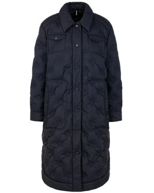 Marc Cain Knie-Lange Gewatteerde Jas - Blauw