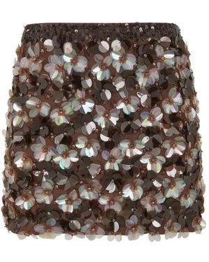 P.A.R.O.S.H. P.A.R.O..H. ,Rokken ,Bruin ,Pailletten Floral Sequin Short Skirt