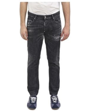 DSquared² Straight Used Stretch Cotton Jeans - Grau