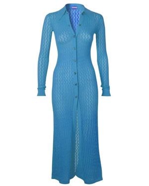 Dodo Bar Or Türkis pointelle strick midi kleid - Blau