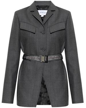 Off-White c/o Virgil Abloh Wol Blazer Met Riem - Zwart