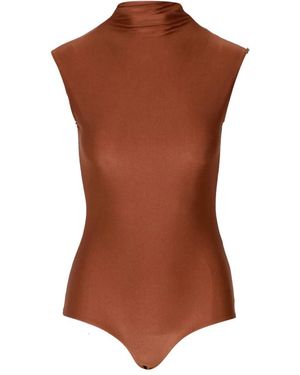 Sportmax Tops ,Bruin ,Bruine Mouwloze Top Met Opstaande Kraag