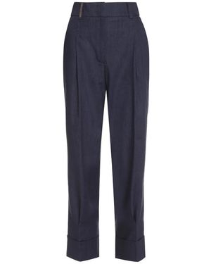 Peserico Slim-Fit Trousers - Blue