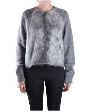 Alexander Wang Grauer Strick Rundhalsausschnitt Lange Ärmel