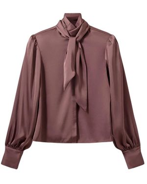 Sofie Schnoor Overhemden ,Paars ,Satijn Carinasw Satijnen Blouse - Bruin