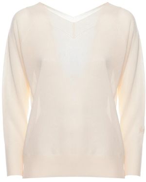 Marella Truien & Vesten ,Polyester Monochrome V-Neck Trui - Wit