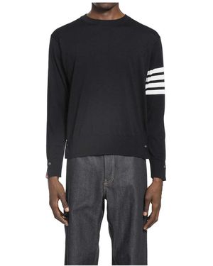 Thom Browne Klassieke Trui Met Ronde Hals En 4-Bar Mouw - Zwart