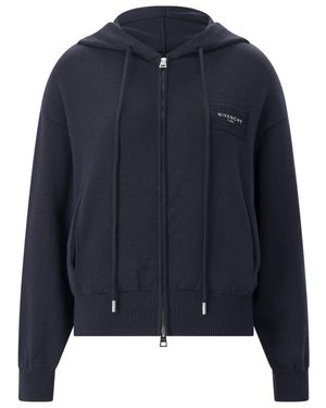 Givenchy Truien & Vesten ,Blauw ,Wol Hooded Knit Cardigan