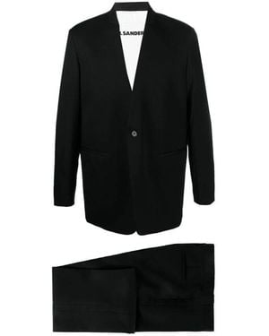 Jil Sander Schwarze Jacke Und Hose Aus Woll-Baumwollmischung