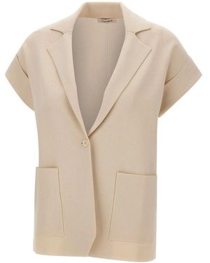 Kangra Jassen ,Wit ,Mouwloze Gebreide Blazer - Naturel