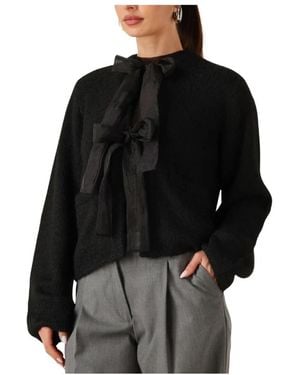 Object Objsaggia L/S Lo Knit Bow Cardigan Div - Schwarz