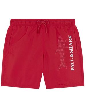 Paul & Shark Eco Badehose Mit Reflektierendem Druck - Rot