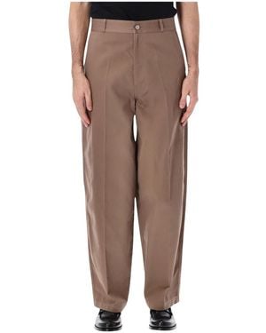 Lemaire Broeken ,Bruin ,Leer Barrel Pants