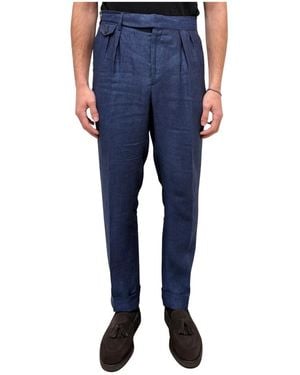 L.B.M. 1911 Blaue Leinen Jazzhose Mit Gürtel