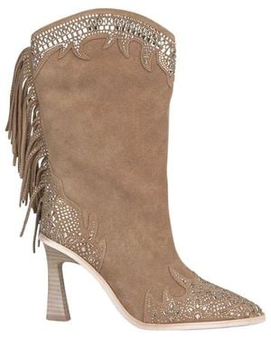 Alma En Pena. Stiefeletten mit fransen hinten - Braun