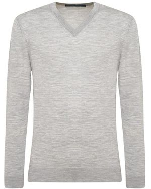 Kiton Hellgrauer woll-v-ausschnitt-pullover