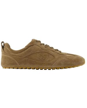 Tory Burch Schoenen ,Grijs ,Suède Field Lage Sneakers - Bruin