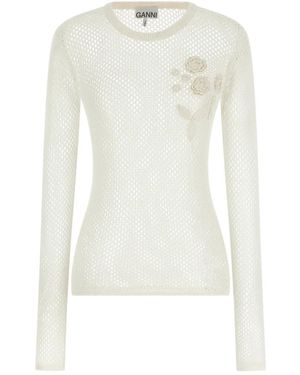 Ganni Round-Neck Knitwear - White