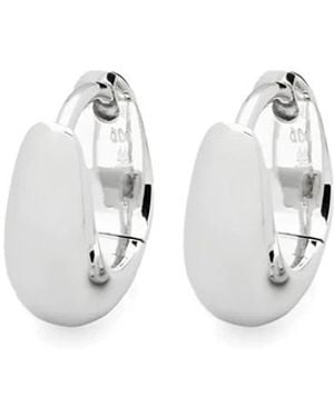 Tom Wood Polierte Silber Huggie Hoop Ohrringe - Weiß