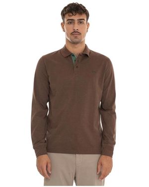 Harmont & Blaine Tops ,Bruin ,Katoen Piqué Polo Met Lange Mouwen