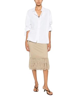 KARL LAGERFELD Rokken ,Falda Midi Crochet Camel Flecos - Wit