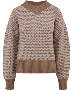Bomboogie Jacquard Trui Met V-Hals - Bruin