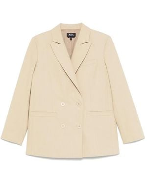 A.P.C. Jassen ,Katoen Double Breasted Lucy Blazer - Naturel