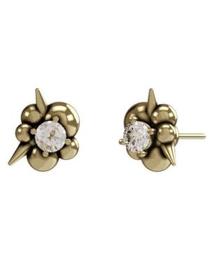 John Richmond Oorbellen Met Puntige Bol En Gouden Diamanten - Metallic