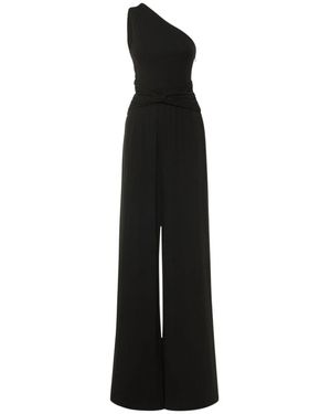 Michael Kors Stretch Matte Jersey One-Shoulder Palazzo Jumpsuit - Schwarz