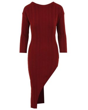 Akep Geripptes Langes Strickkleid - Rot