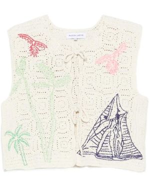 Maison Labiche Crochet Knit Mouwloze Top - Wit
