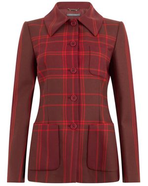Alberta Ferretti Jassen ,Rood ,Wol Geruite Jas
