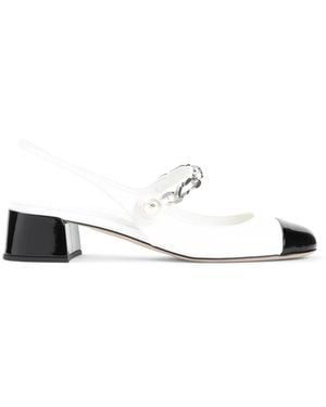 Miu Miu Chain Detail Patent Slingback Pump - White