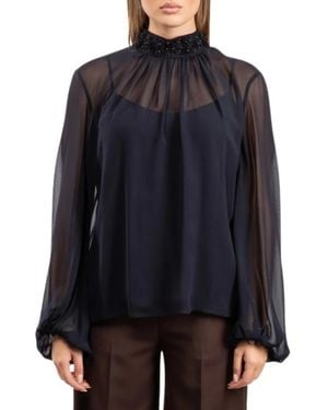 Max Mara Overhemden ,Blauw ,Blouse - Zwart
