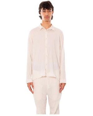 Transit Crinkle Modal Shirt Mit Prägung Streifen - Pink